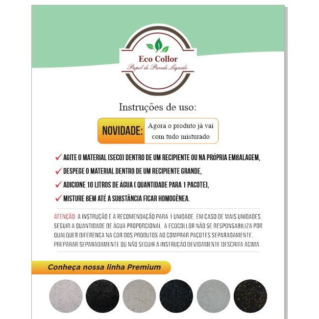 Detalhes do Kit Completo Papel de Parede Líquido Ecocollor diversas cores + Desempenadeira