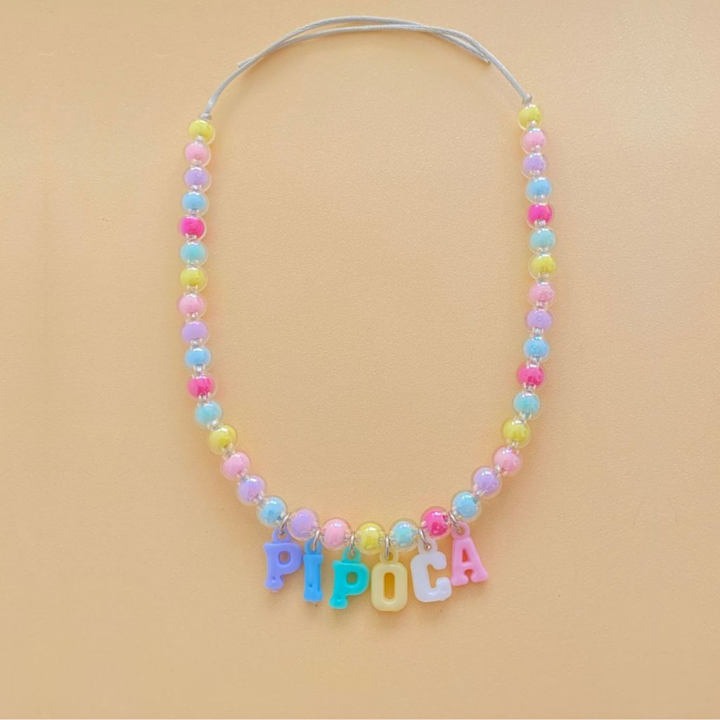 Colar coleira pet personalizado com nome transparente em Oferta na Shopee