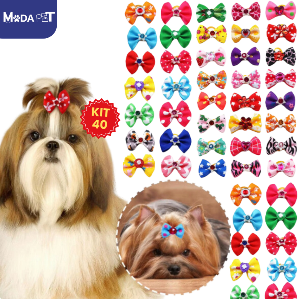 Laços Pet Moda Atacado - Kit 40 Unid. Banho Tosa Lacinho Pet