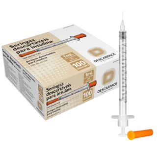 Seringa Insulina 1ml Agulha Fixa 12,7 x0,33 C/100u Descartável em Oferta na Shopee