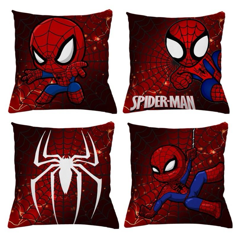 KIT 4 CAPAS DE ALMOFADAS IDEAL PARA DECORAÇÃO, HOMEM ARANHA, SPIDER MAN, QUARTO DE MENINO - TAMANHO 45X45 em Oferta na Shopee