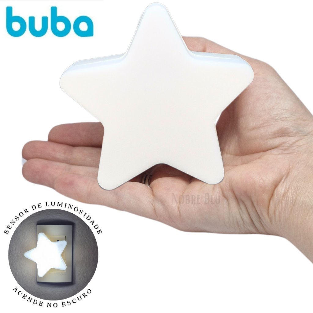 Luz Noturna Led com Sensor Abajur Estrela Luminária Tomada Quarto Bebê Criança Infantil Buba