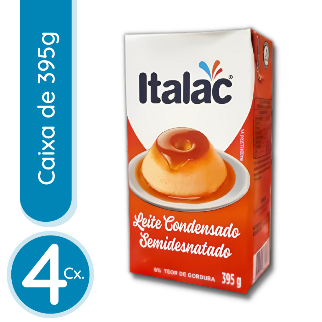 Leite Condensado Semidesnatado Italac 395g - 4 Unidades