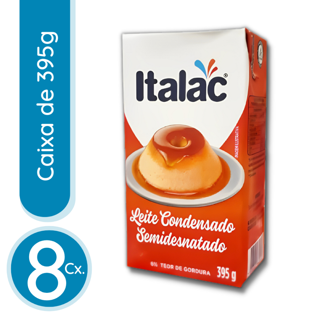 Leite Condensado Semidesnatado Italac 395g - 8 Unidades