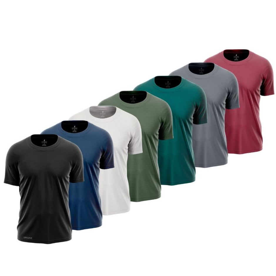 Kit 7 Camisetas Dri Leve para Academia, Treino, Futebol, Slim Fit