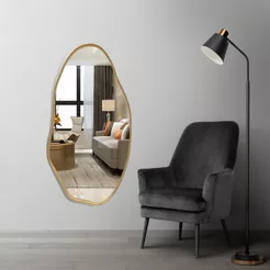 Espelho Com Moldura Metal 115cm x 60cm E05 Corpo Inteiro Grande Sala Hall Quarto Salão