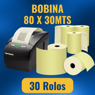 30 Bobina Termica 80mm x 30 mts - Cupom Fiscal em Oferta na Shopee