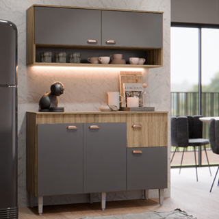 Armário de Cozinha Compacto Luiza 105cm Aéreo Nicho + Gabinete 3P 1G MDF/MDP em Oferta na Shopee
