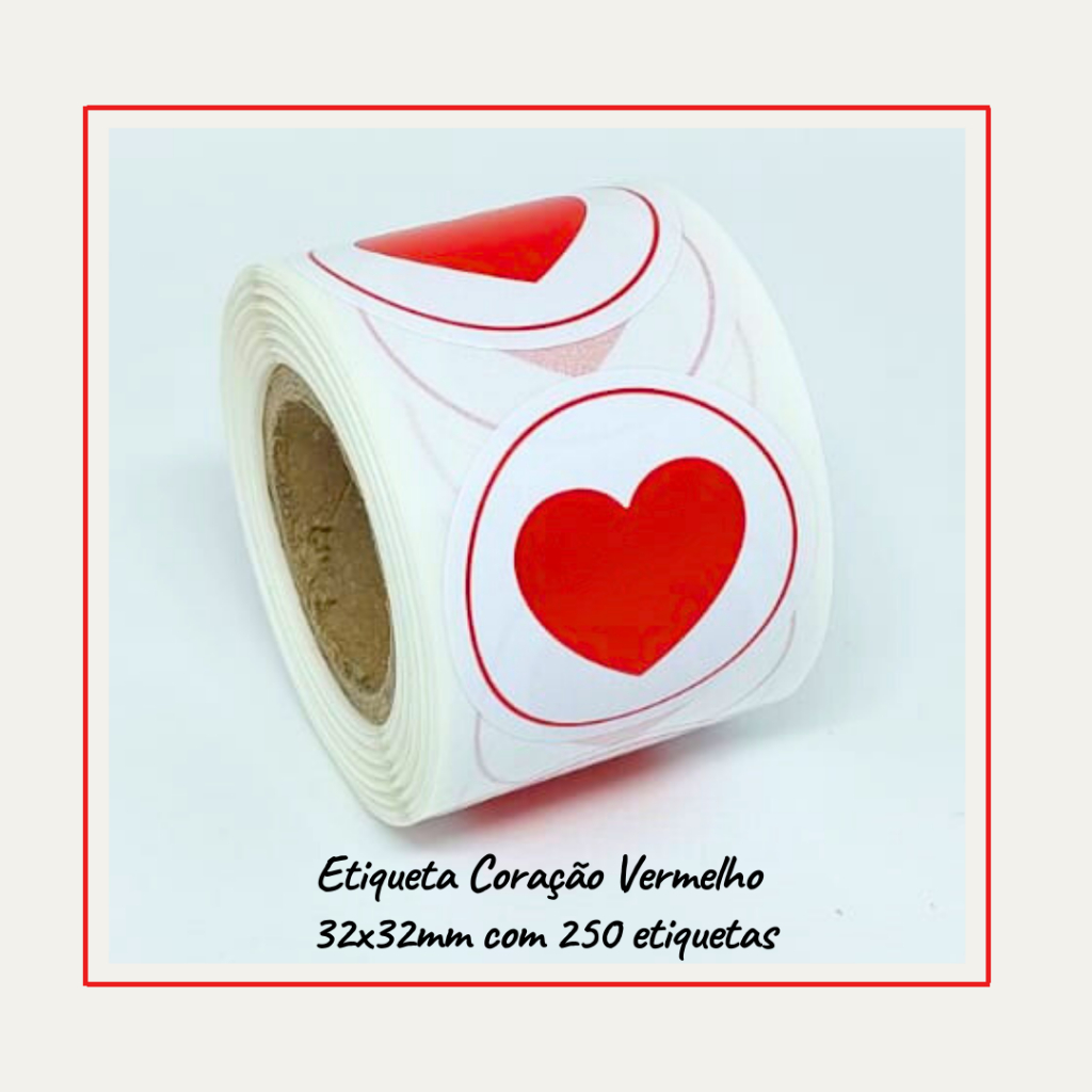 250 Etiquetas Adesivas Para Embalagens Coração Redondo Vermelho em Oferta na Shopee