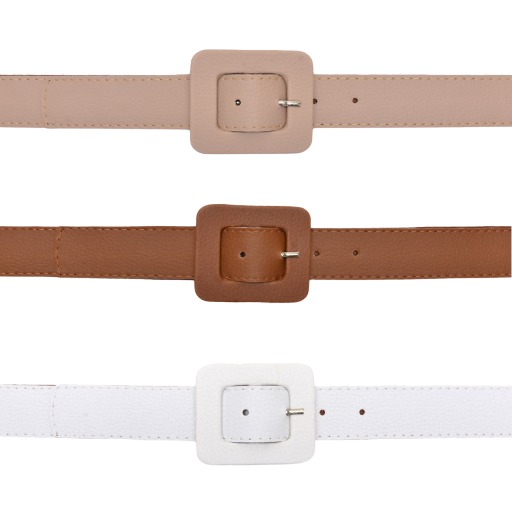 Kit 3 Cinto Feminino Plus Size 1,40 cm Cintos Fivela Quadradinha Encapada  3 cm Largura Minimalista