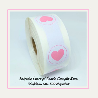 Etiquetas Adesivas Lacre Para Saco Sacola Delivery Coração Rosa em Oferta na Shopee