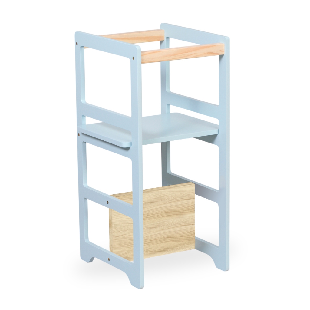 Torre De Aprendizagem Montessoriana Regula Criança Azul Bebê