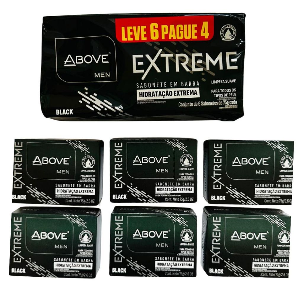 Above Men Extreme Sabonete em Barra 75g - Kit com 6 Unidades (Leve 6 Pague 4)
