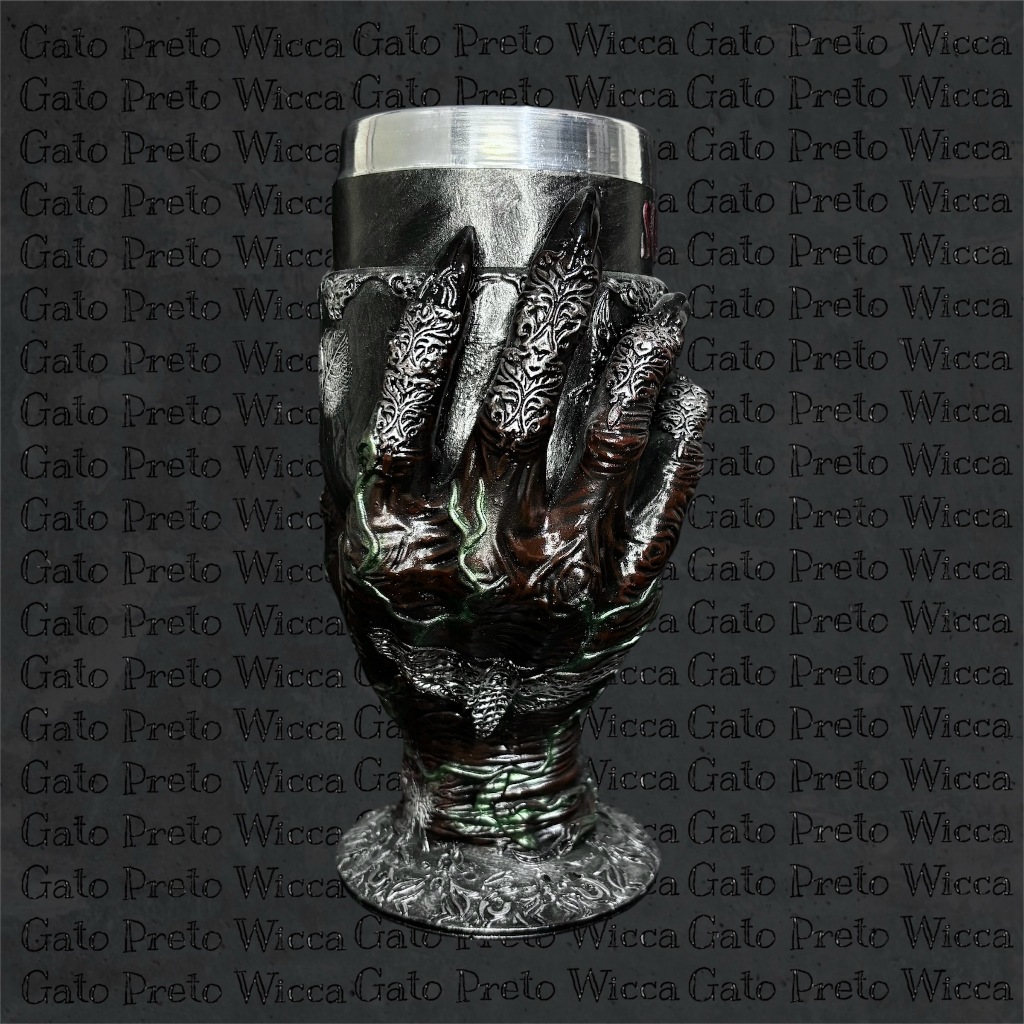 Cálice/Taça Mão Baphomet Coagula Mariposa Caveira Esotérico