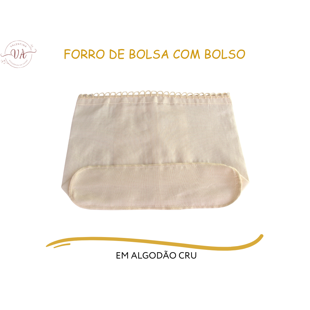 Forro de Bolsa com Bolso em Algodão Cru (01 Unid) em Oferta na Shopee