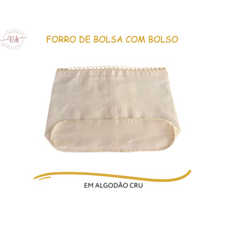 Forro de Bolsa com Bolso em Algodão Cru (01 Unid) em Oferta na Shopee