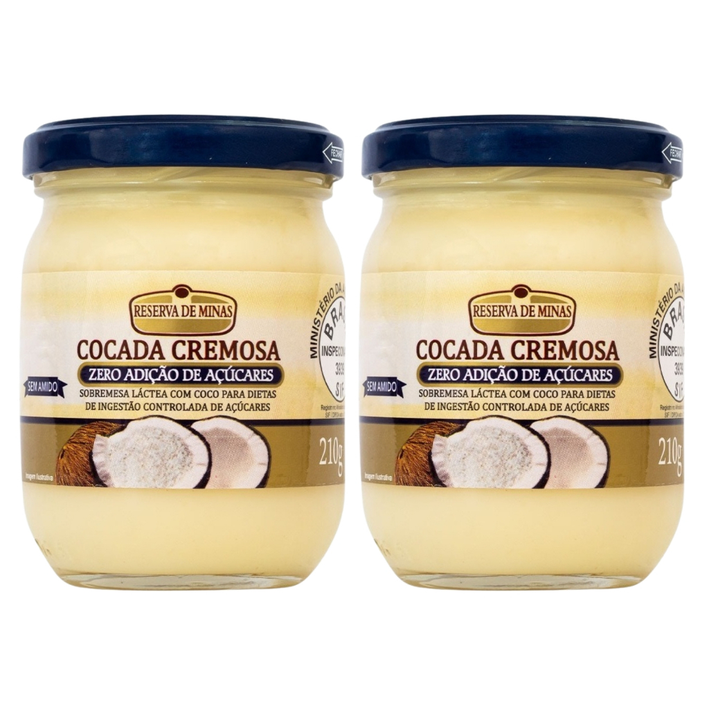 Kit 2 Cocada Cremosa Zero adição de Açúcar 210g Reserva de Minas
