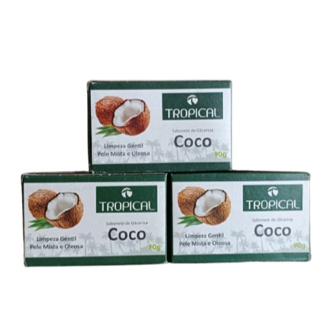 Kit 3 Sabonete de Coco em Barra Tropical em Oferta na Shopee