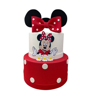Bolo Fake Minnie Laço Vermelho