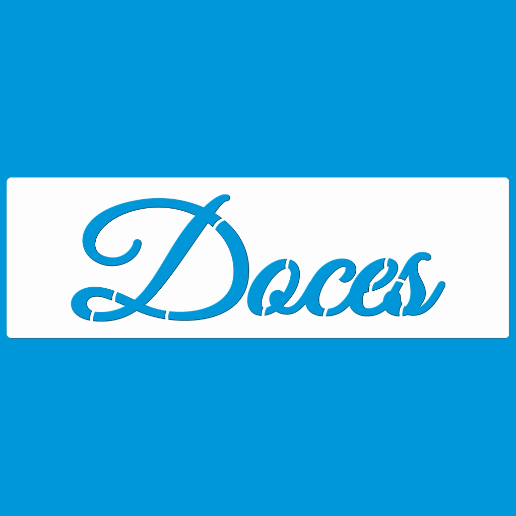 STENCIL 8 x 25 DOCES PALAVRA MOLDE VAZADO PARA PINTURA TECIDO MDF MADEIRA PAREDE CAMISETA PANO PRATO