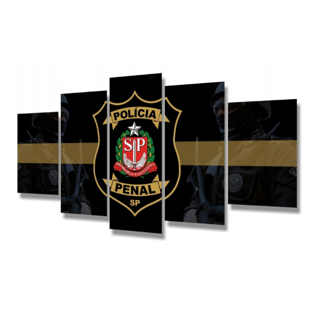 Quadro decorativo mosaico 5 peças Policia Penal de Sao Paulo PPSP