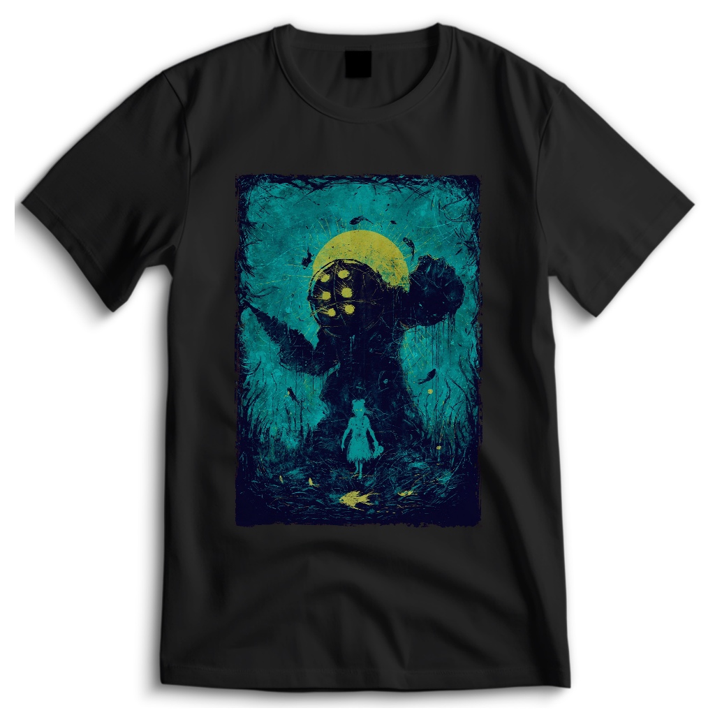 Camiseta Básica Bioshock 100% Algodão Camisa Manga Curta Masculina Unissex Estampada
