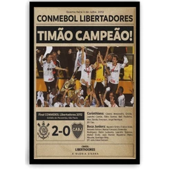 Quadro Corinthians / Libertadores com Moldura e Acetato A3 42x30cm.