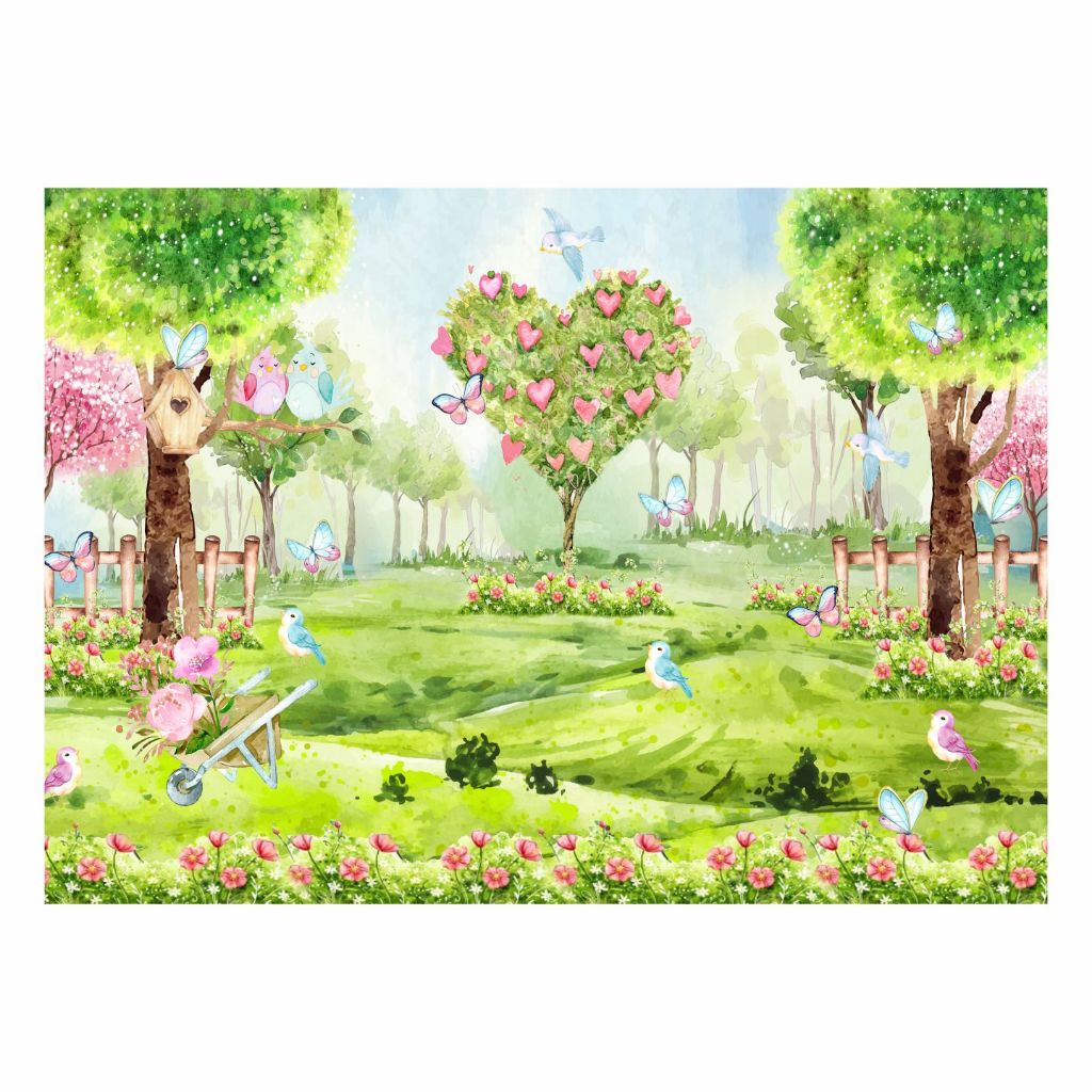 Painel Horizontal Fundo Fotográfico Decoração Tema Jardim Encantado 2,20 x 1,50