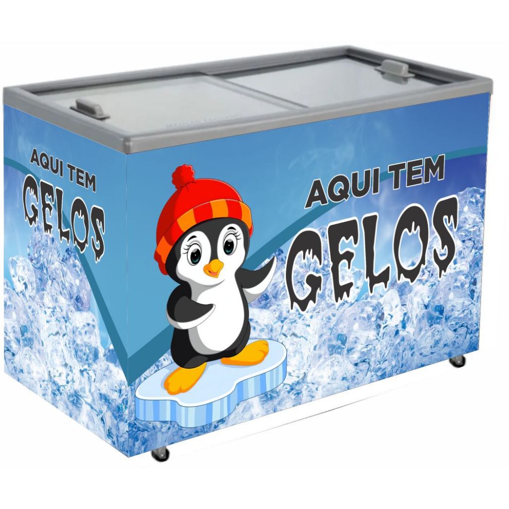 Adesivos Personalizados Freezer Horizontal Gelo 135lx80ax70p  kit completo