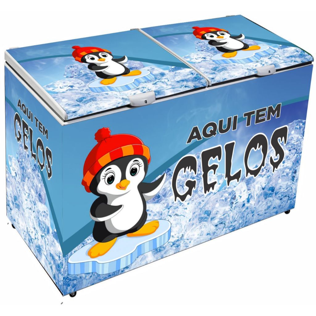 Adesivos Personalizados Freezer Horizontal Gelo 155lx80ax70p kit completo