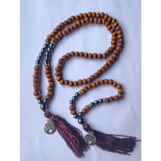 kit 2 japamala de madeira com pedras hematita 108 e 27 contas hoponopono em Oferta na Shopee