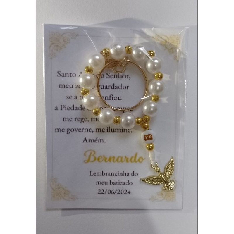 lembrancinha mini terço personalizado, kit com 10 , 15 , 20 ou 25 unidades, dezeninha personalizada com inicial do nome