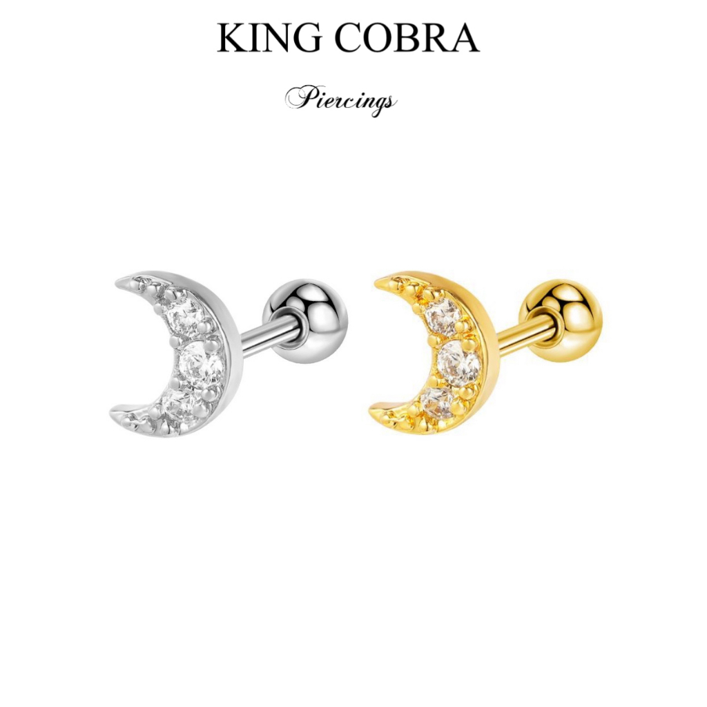 Piercing Zircônia Lua Aço Cirúrgico | Helix, Tragus, Conch, Nariz Piercing Orelha KB220 - 1unidade
