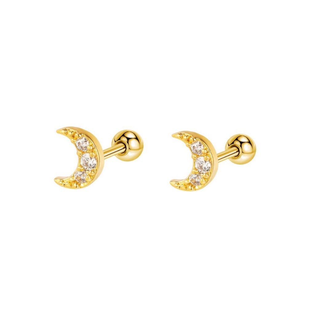 Piercing Zircônia Lua Aço Cirúrgico | Helix, Tragus, Conch, Nariz Piercing Orelha KB220 - 1unidade — imagem 2 de 2