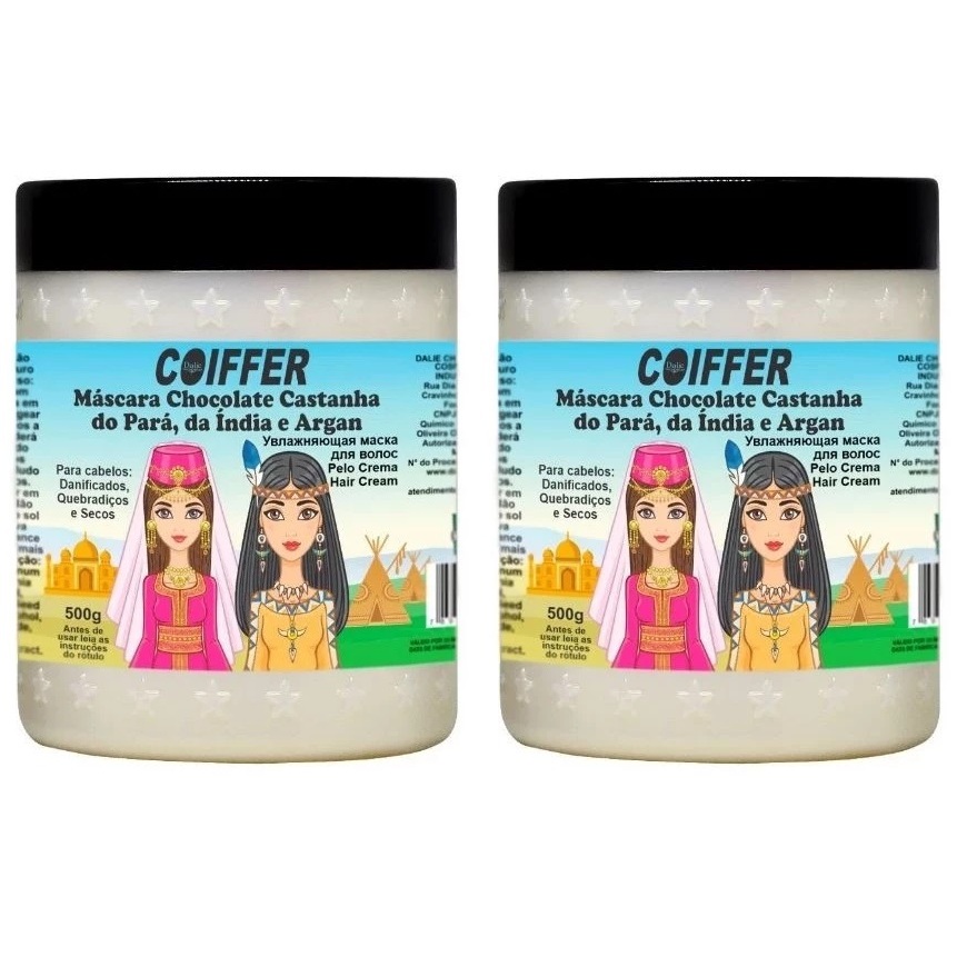 Kit 2 Máscaras Chocolate Castanha do Pará e da Índia Coiffer 500g