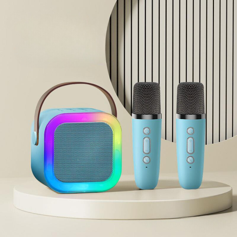 Caixa de som sem fio com microfone Karaokê, Mini Alto-falante Bluetooth portátil de Karaoke com Microfone P8