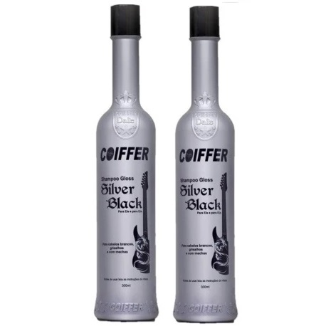 Kit Com 2 Shampoo Gloss Silver Black Coiffer 300ml Cabelos Grisalhos