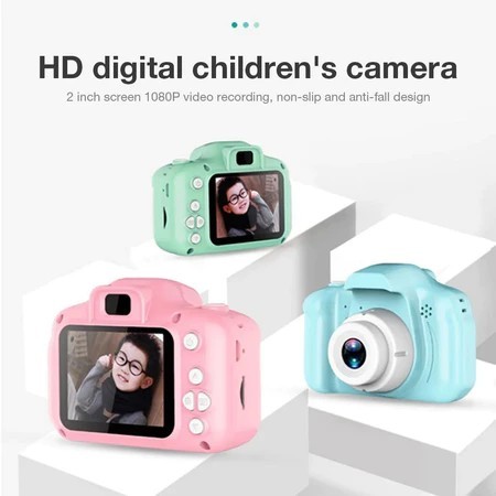 Mini-câmera digital de 2 polegadas com tela HD recarregável para crianças Brinquedos fotográficos fofos