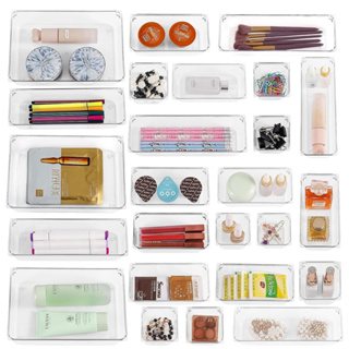 Kit 25 Organizador Multiuso Modular Gavetas Acrílico Cristal Porta Maquiagem Talher Acessórios em Oferta na Shopee