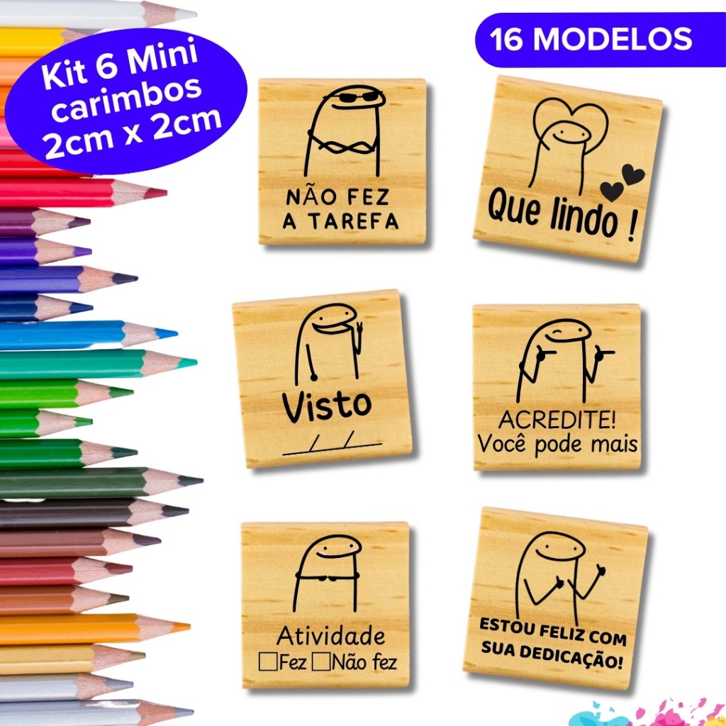 Mini Carimbo Pedagógico 2x2cm Kit Flork Bento Meme Carimbo Professora Escolar Educação Infantil em Oferta na Shopee
