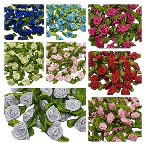 Flor Rococó com Folha Aplique para Roupas, Tiaras, Laços e Artesanato com 50 unidades