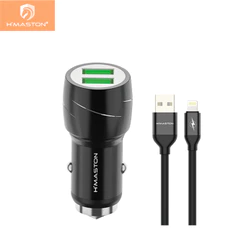 H'Maston L04 Carregador De Carro Veicular 2 Usb 3.1A V8 Lighting Tipo-c