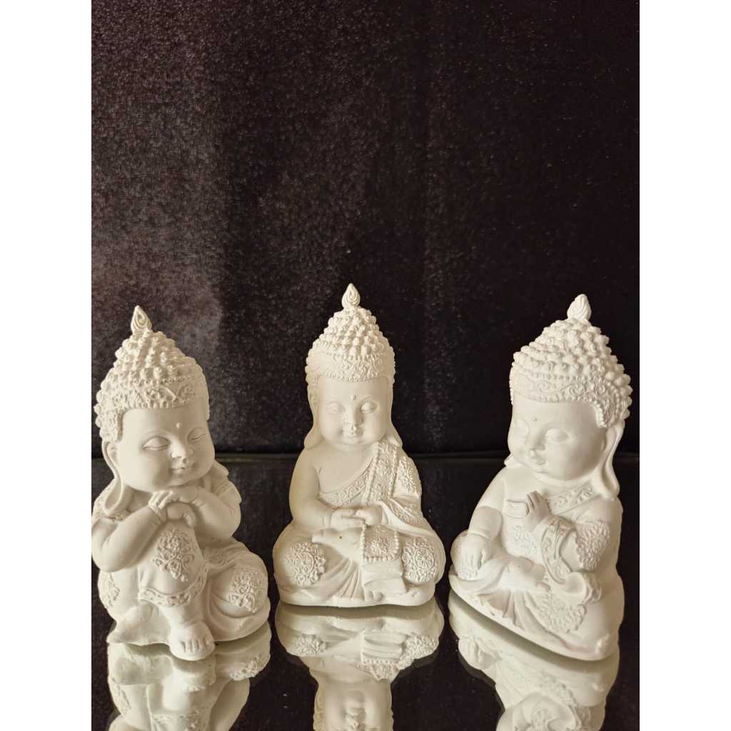 Imagem Escultura Buda Hindu Baby 12 cm Gesso Cru Monge Sabedoria Meditação  Para Decorar
