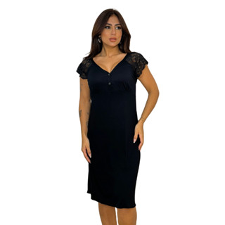 Camisola Midi Feminina Confortável Viscose Estilo Camiseta Amamentação Pós Parto Abertura ...