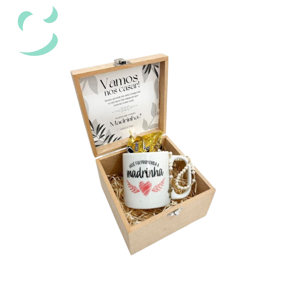 Caixa com fecho 15x15x10 em mdf cru 1 caneca em Oferta na Shopee