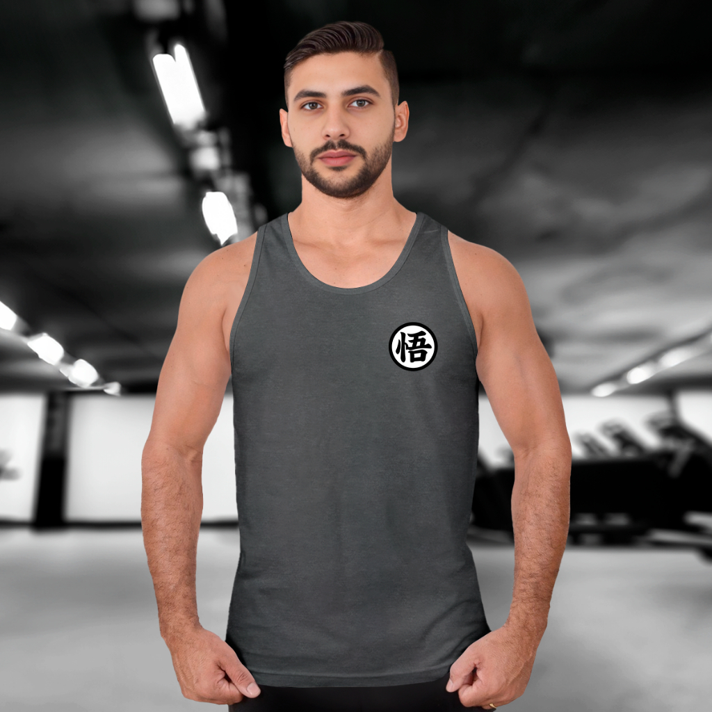 Camiseta Regata Kanji Dragon DBZ Classic Camisa Masculina Academia 100% Algodão