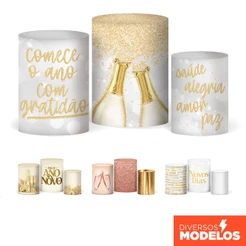 Capa Cilindro Ano novo Trio Decoração Festa Reveillon Veste Fácil em Tecido Com Elástico