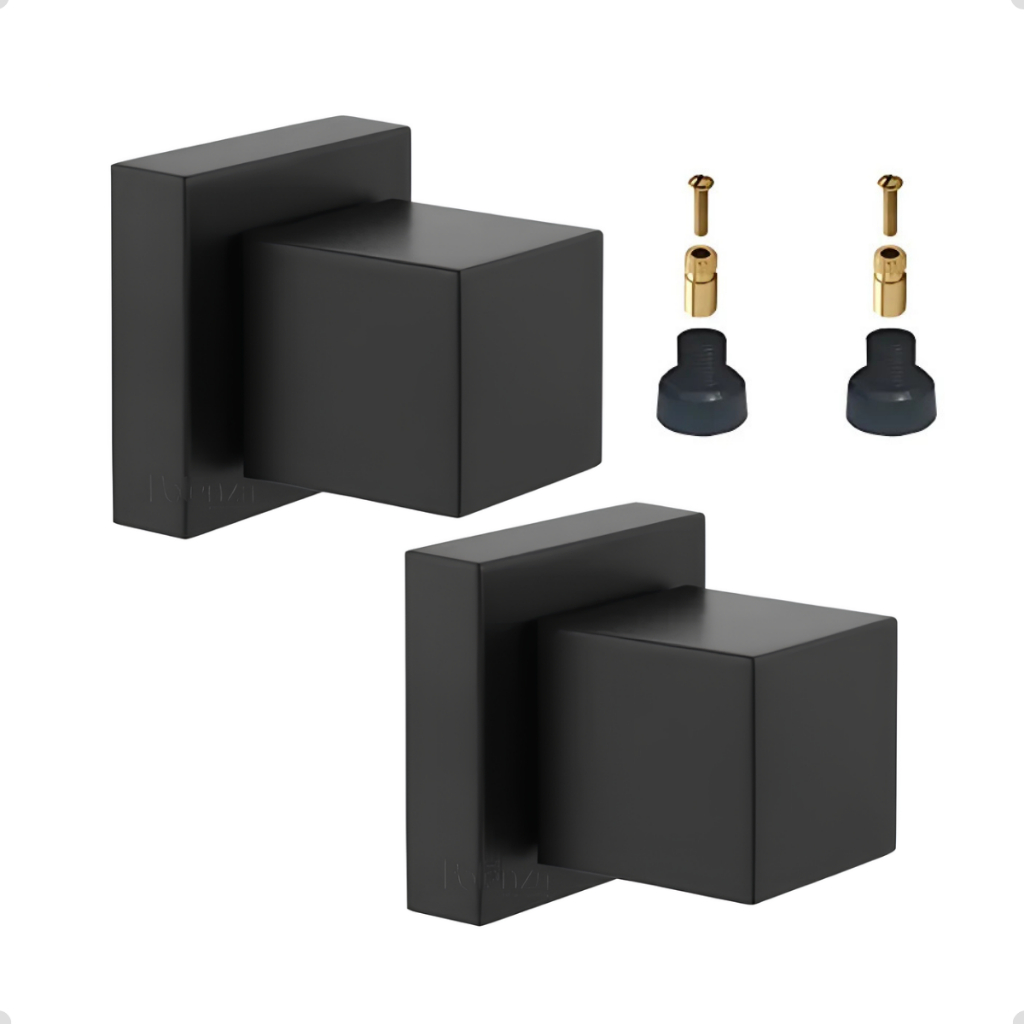 Kit 2 Acabamentos de Registro Deca Meber + 2 Conversores para Registro Docol 1/2" e 3/4" Preto Fosco