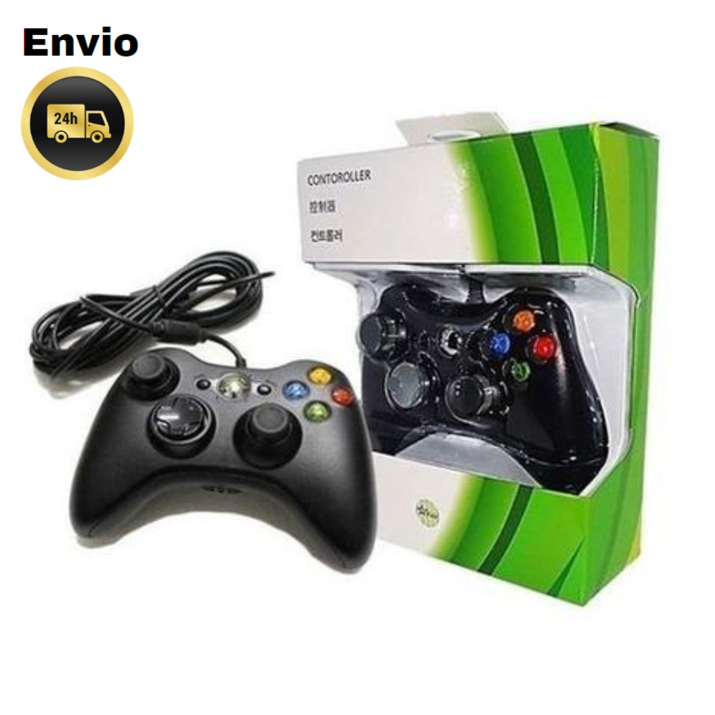 Controle Joystick Pc Ou Xbox 360 Com Fio Slim Preto