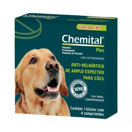 Chemital Plus Vermífugo Cães 4 Comprimidos